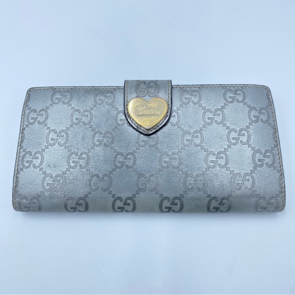 Gucci Handbags - 🔥 406. GUCCI Heart Continental Long Wallet Silver GG Leather